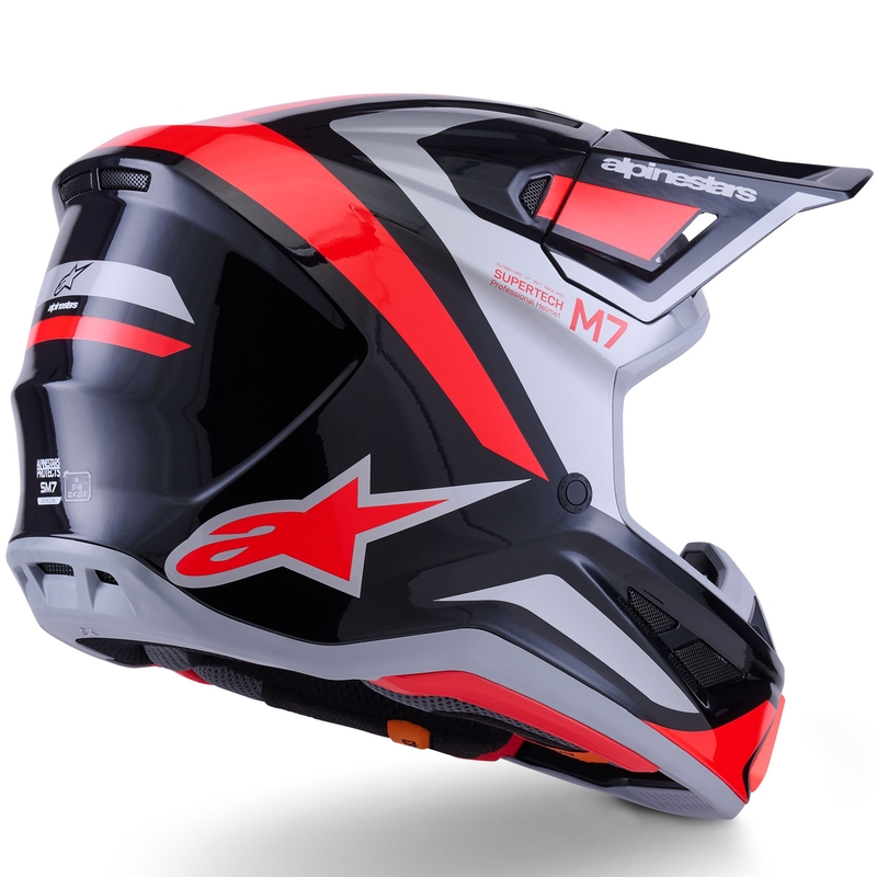 Alpinestars SM7 Rise motocross kypärä musta-hopea-fluoropunainen