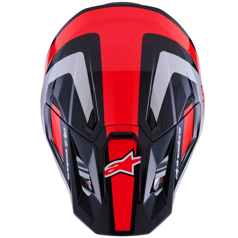 Alpinestars SM7 Rise motocross kypärä musta-hopea-fluoropunainen