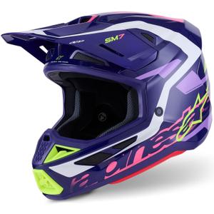 Alpinestars SM7 Deed motocross kypärä violetti-pinkki-valkoinen-fluo keltainen