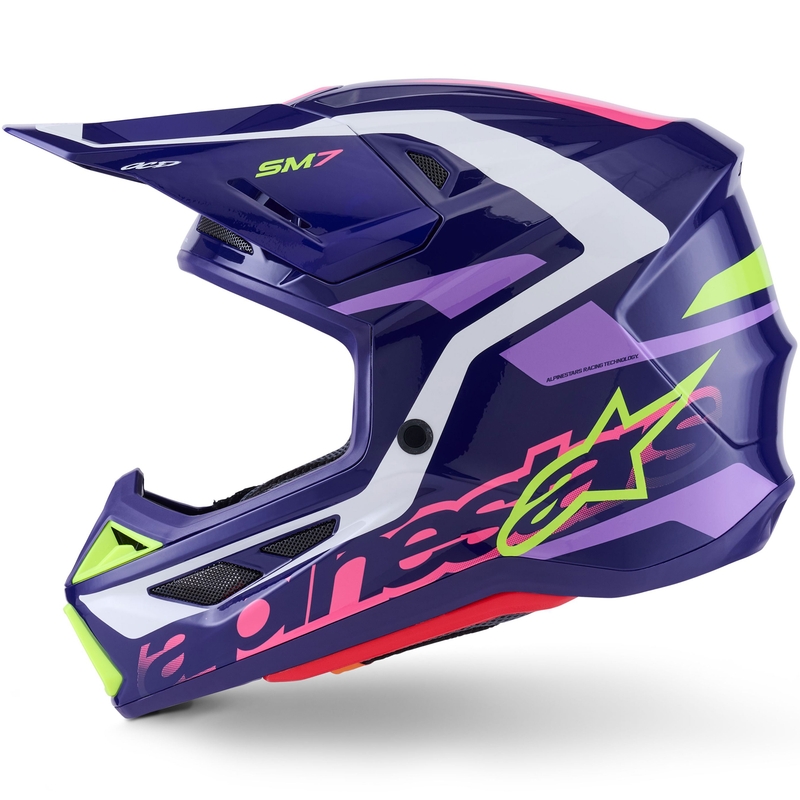 Alpinestars SM7 Deed motocross kypärä violetti-pinkki-valkoinen-fluo keltainen