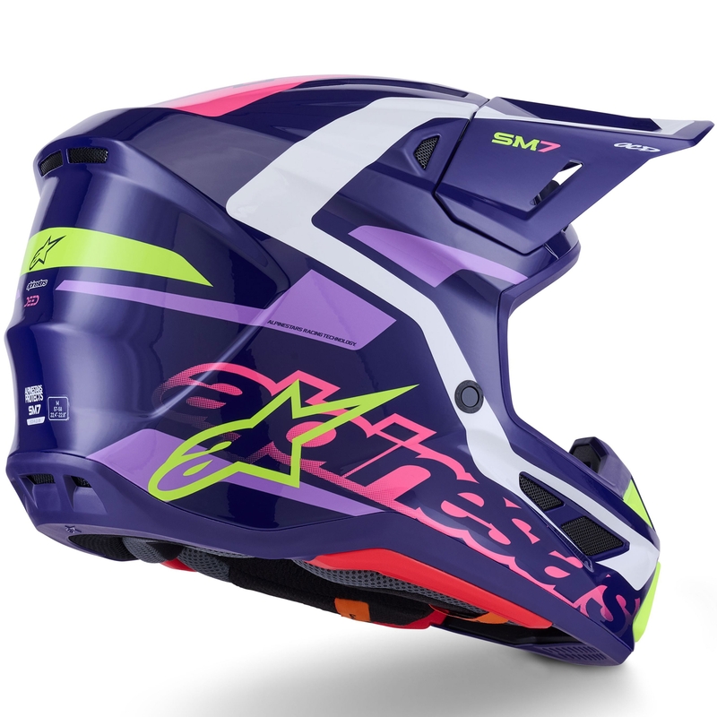 Alpinestars SM7 Deed motocross kypärä violetti-pinkki-valkoinen-fluo keltainen