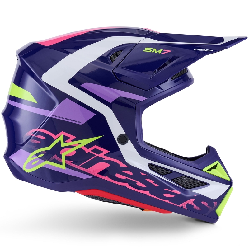 Alpinestars SM7 Deed motocross kypärä violetti-pinkki-valkoinen-fluo keltainen