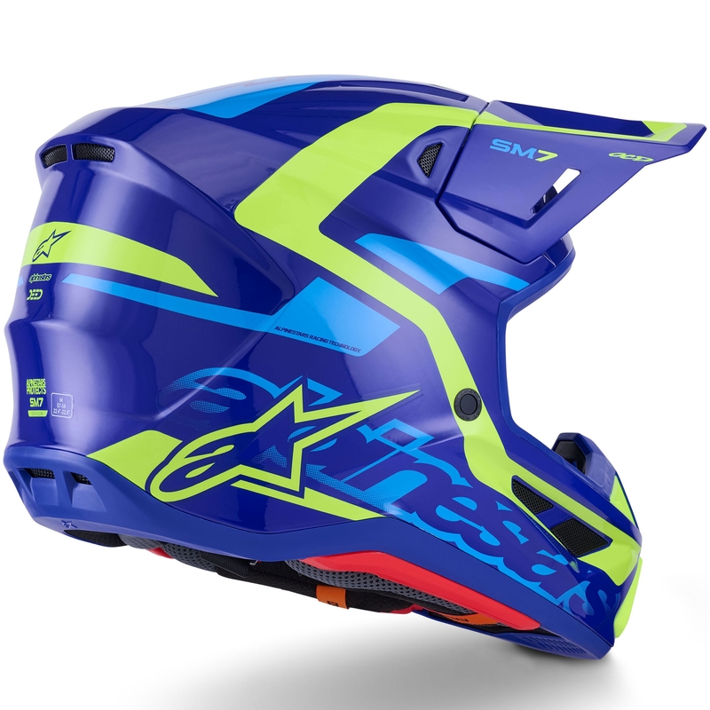 Alpinestars SM7 Deed Motocross kypärä sininen-fluo keltainen
