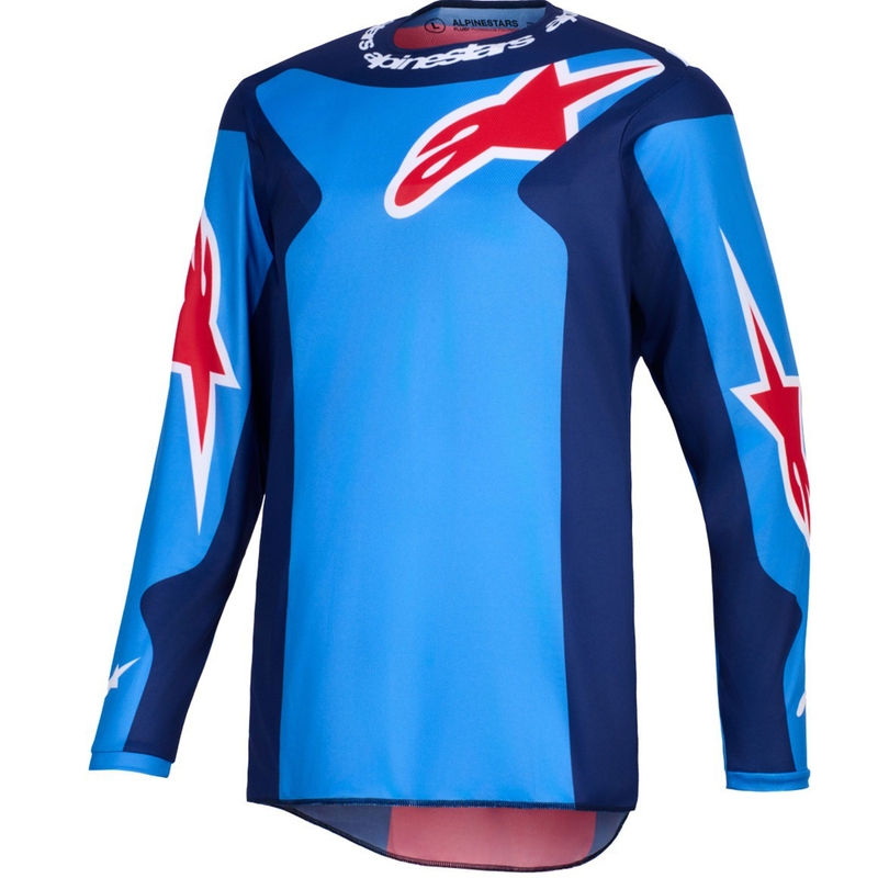 Alpinestars Fluid Grid motocross paita sininen ja punainen