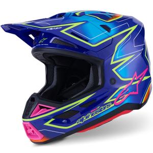 Alpinestars SM7 Cast Sininen-vaaleanpunainen-keltainen motocross kypärä