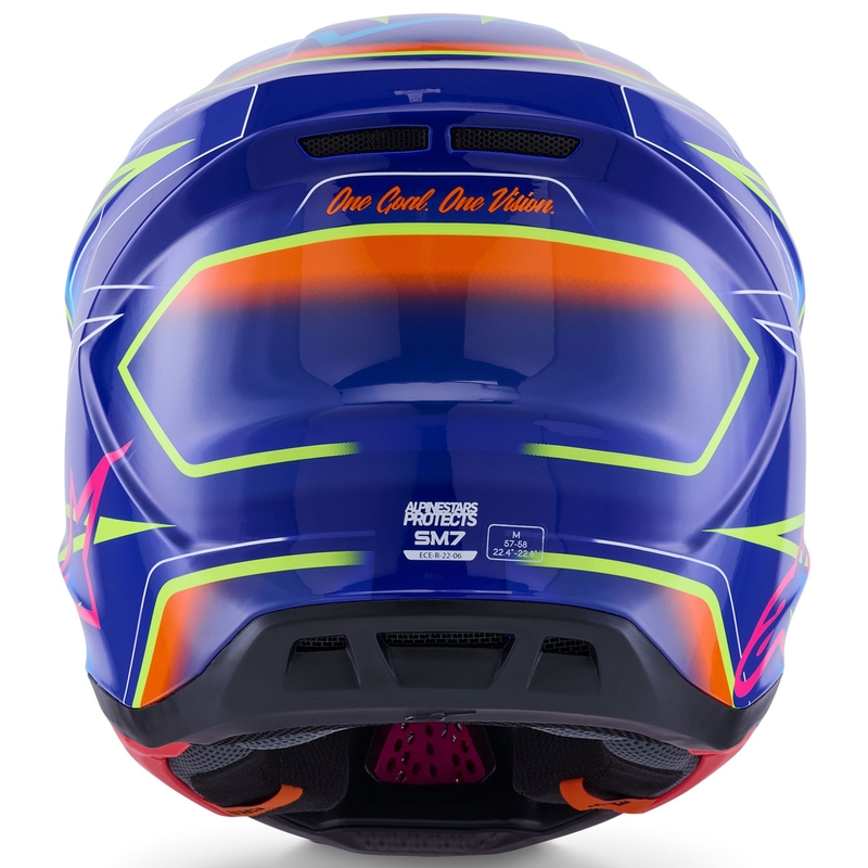 Alpinestars SM7 Cast Sininen-vaaleanpunainen-keltainen motocross kypärä