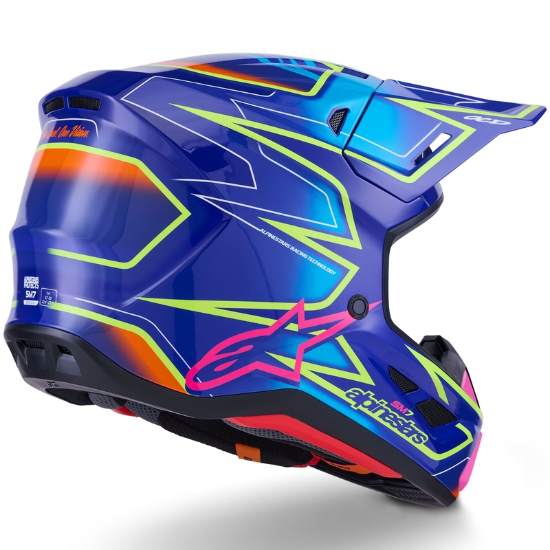 Alpinestars SM7 Cast Sininen-vaaleanpunainen-keltainen motocross kypärä