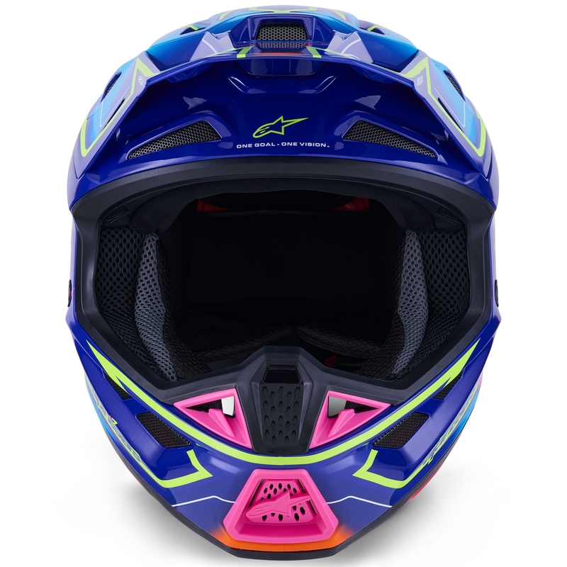 Alpinestars SM7 Cast Sininen-vaaleanpunainen-keltainen motocross kypärä