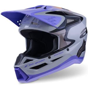Alpinestars S-M3 motocross kypärä JETT LAWRENCE harmaa-violetti-musta