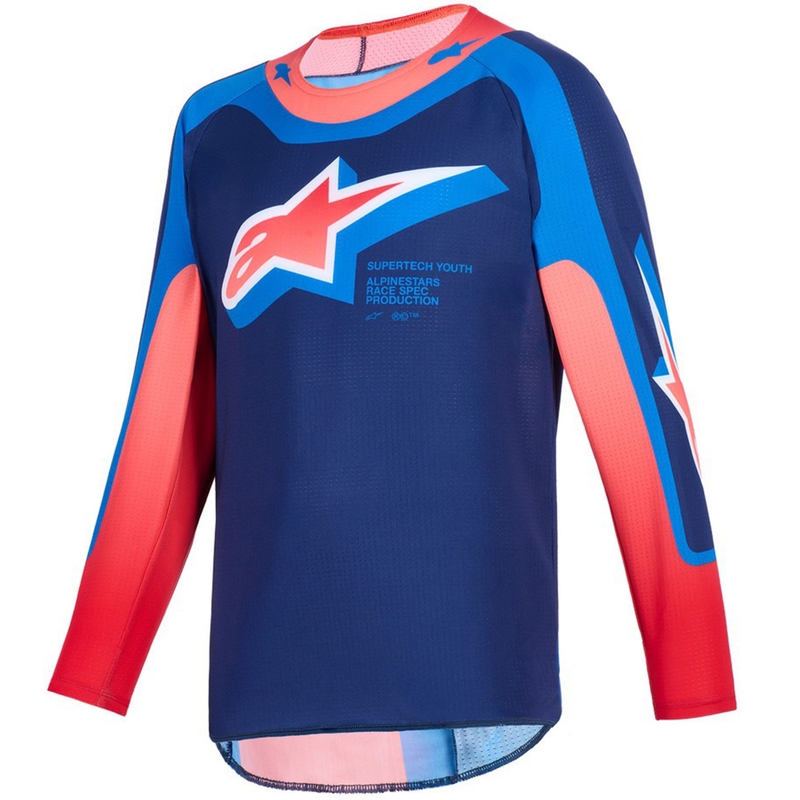 Alpinestars Supertech Vista Nuorten tummansininen-koralli-koboltti lasten motocross-paita