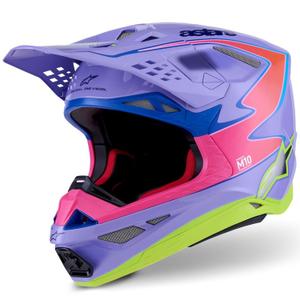 Motocross kypärä Alpinestars S-M10 JETT LAWRENCE R01 violetti-fluo vaaleanpunainen-fluo keltainen