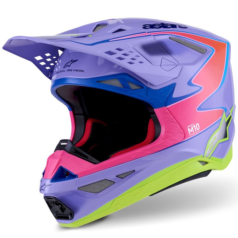 Motocross kypärä Alpinestars S-M10 JETT LAWRENCE R01 violetti-fluo vaaleanpunainen-fluo keltainen