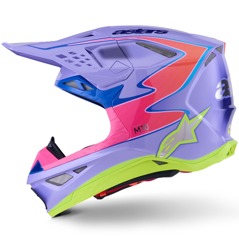 Motocross kypärä Alpinestars S-M10 JETT LAWRENCE R01 violetti-fluo vaaleanpunainen-fluo keltainen