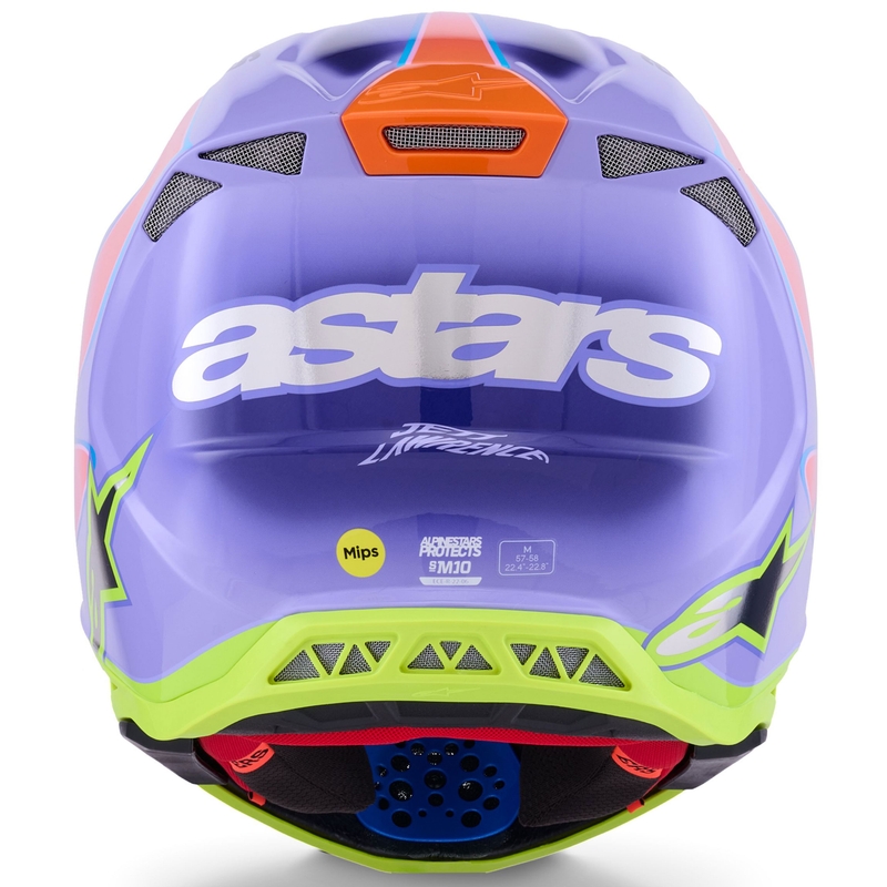 Motocross kypärä Alpinestars S-M10 JETT LAWRENCE R01 violetti-fluo vaaleanpunainen-fluo keltainen