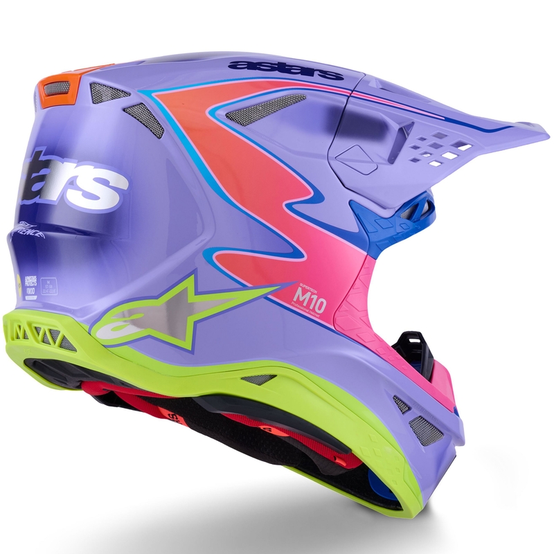 Motocross kypärä Alpinestars S-M10 JETT LAWRENCE R01 violetti-fluo vaaleanpunainen-fluo keltainen