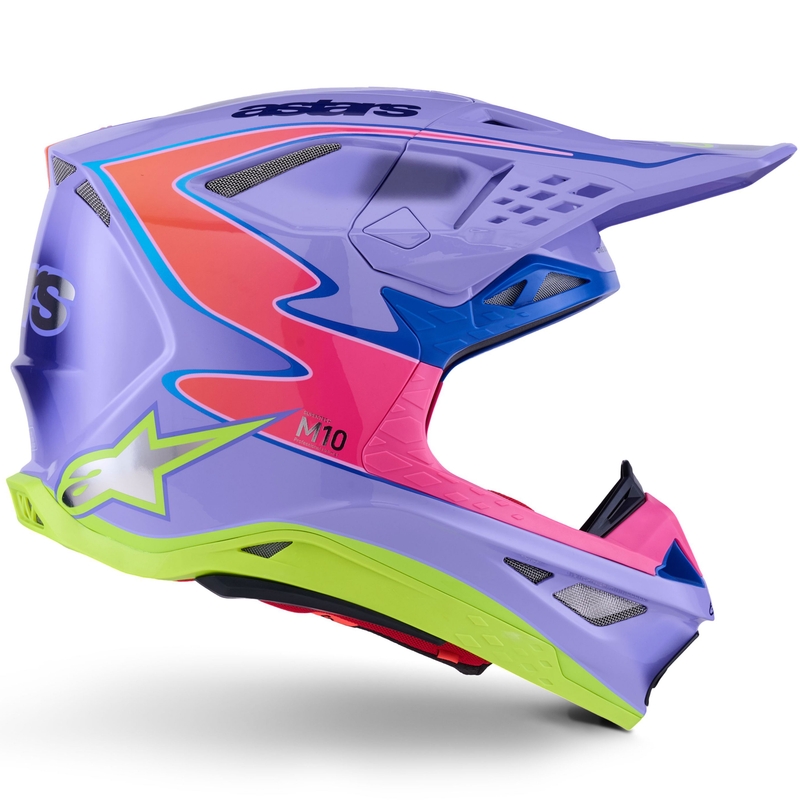 Motocross kypärä Alpinestars S-M10 JETT LAWRENCE R01 violetti-fluo vaaleanpunainen-fluo keltainen