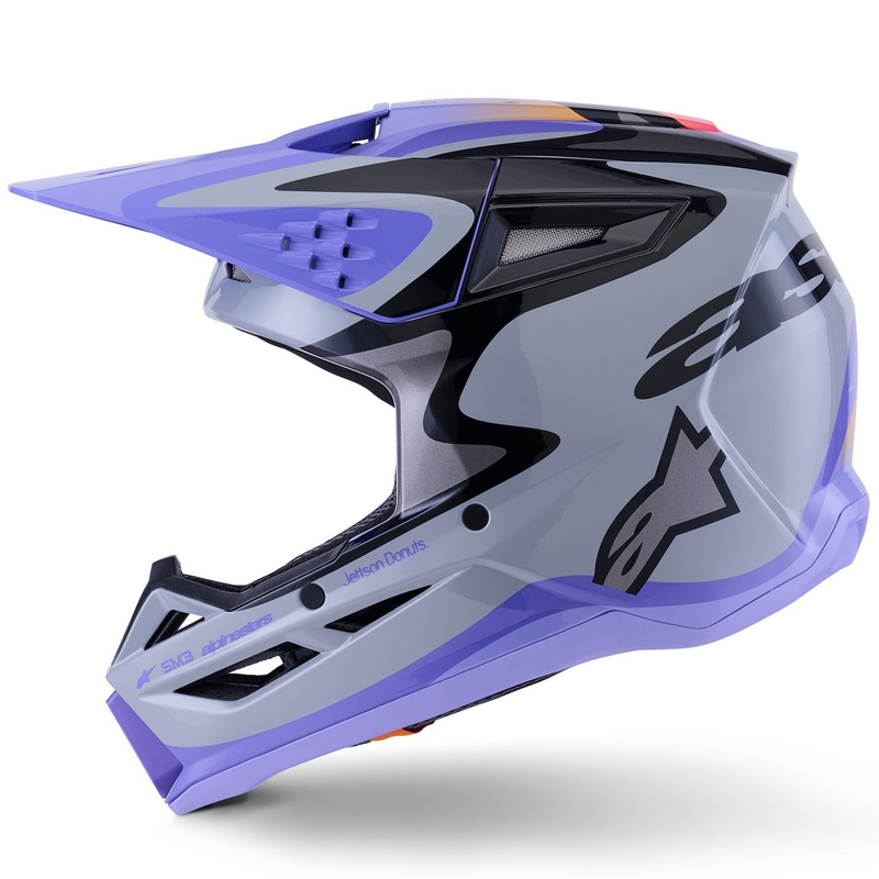 Lasten motocross kypärä Alpinestars S-M3 edition JETT LAWRENCE harmaa-violetti-musta