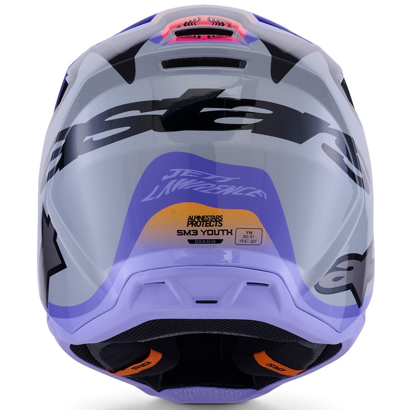 Lasten motocross kypärä Alpinestars S-M3 edition JETT LAWRENCE harmaa-violetti-musta
