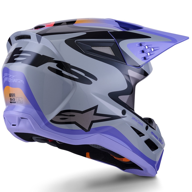 Lasten motocross kypärä Alpinestars S-M3 edition JETT LAWRENCE harmaa-violetti-musta