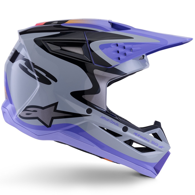 Lasten motocross kypärä Alpinestars S-M3 edition JETT LAWRENCE harmaa-violetti-musta