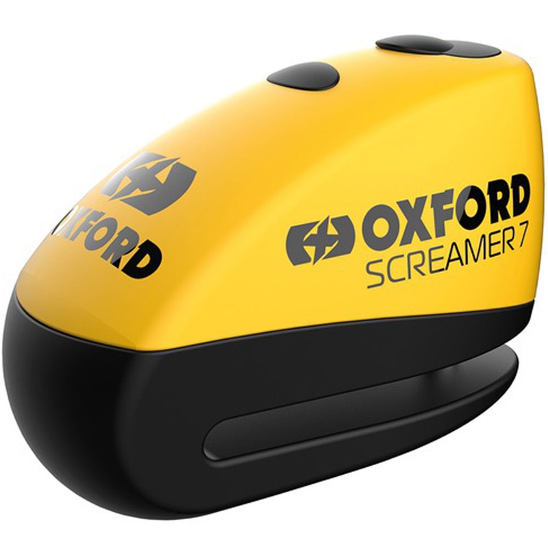 Oxford Screamer 7 levyjarrulukko, jossa on integroitu hälytys kelta-musta