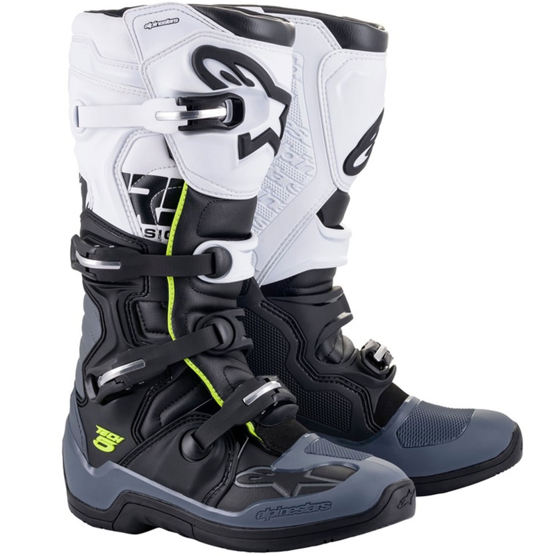 Alpinestars TECH 5 musta-harmaa-valkoinen-fluo keltainen moottoripyörä saappaat