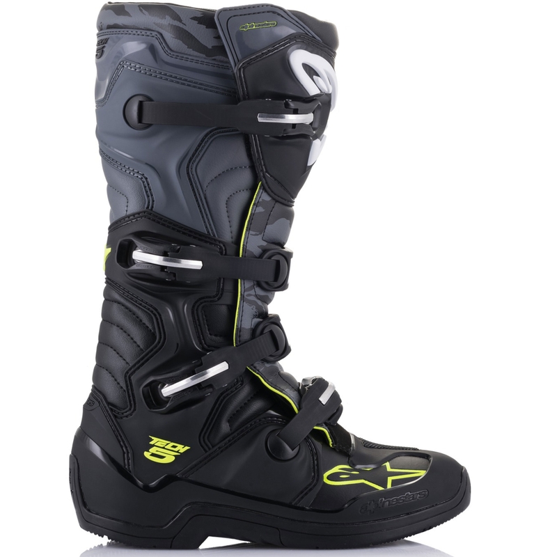 Alpinestars TECH 5 musta-harmaa-fluo-keltaiset moottoripyöräsaappaat