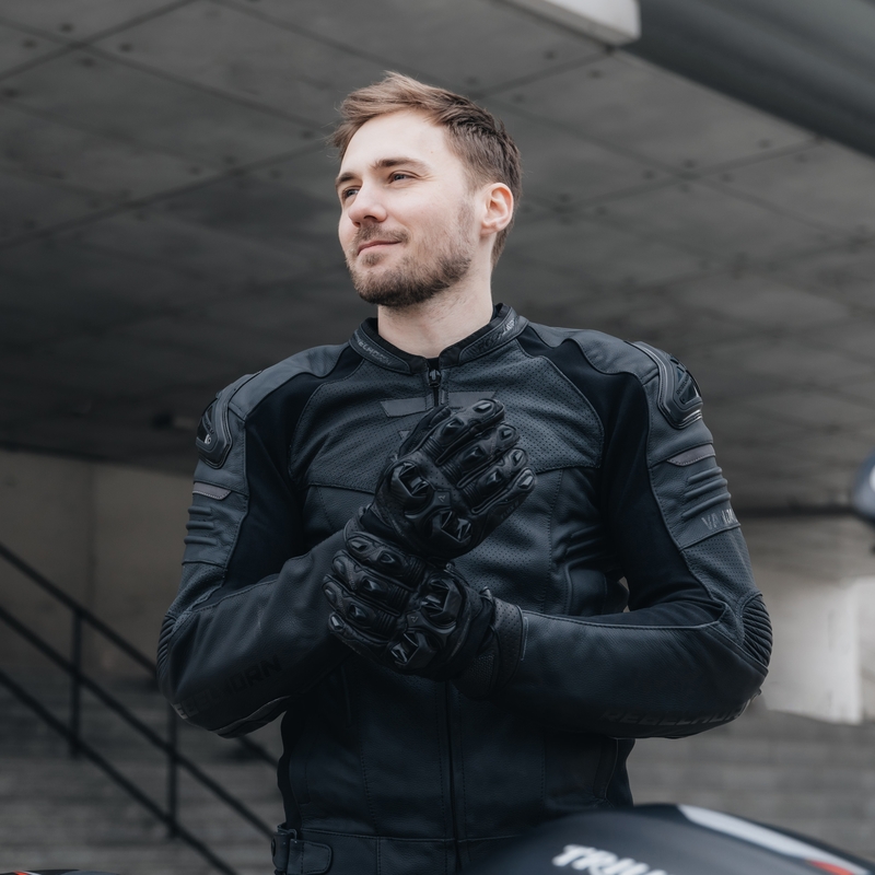 Rebelhorn Vandal musta nahkainen moottoripyörä takki