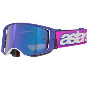 Alpinestars Supertech Vision Vista motocrosslasit violetti-fluoripinkki, peilattu sininen linssi