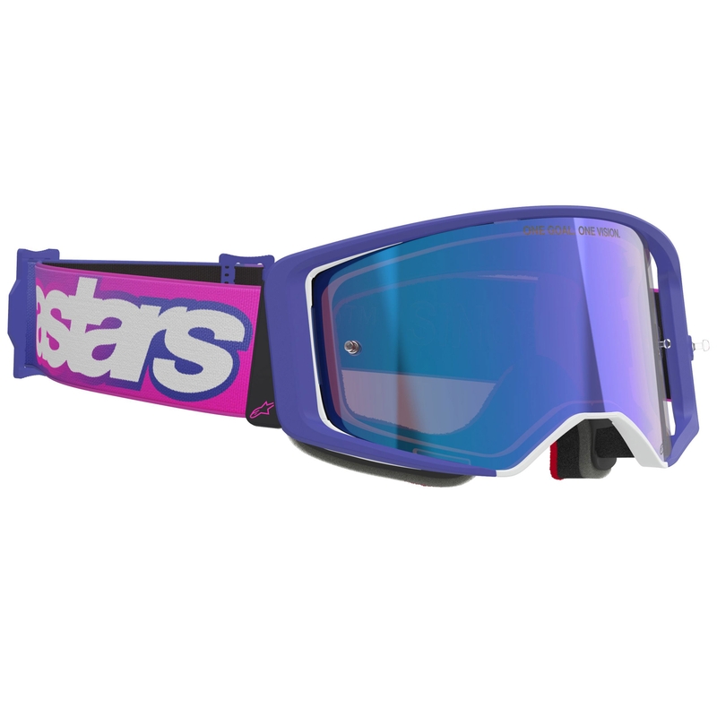 Alpinestars Supertech Vision Vista motocrosslasit violetti-fluoripinkki, peilattu sininen linssi
