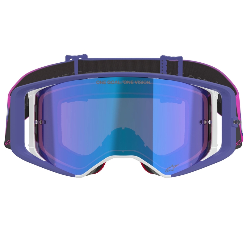 Alpinestars Supertech Vision Vista motocrosslasit violetti-fluoripinkki, peilattu sininen linssi
