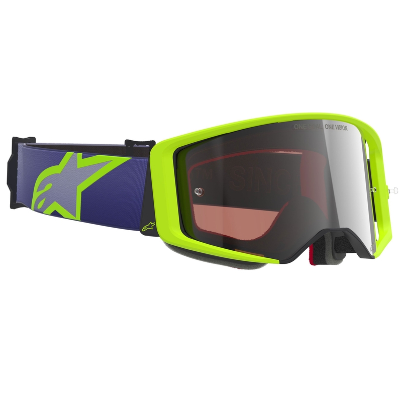 Alpinestars Supertech Vision Corp motocross-lasit violettikeltaiset, hopeanvärinen peililinssi