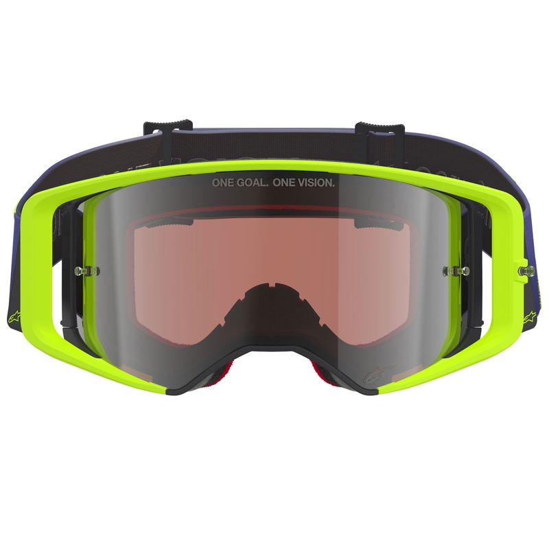 Alpinestars Supertech Vision Corp motocross-lasit violettikeltaiset, hopeanvärinen peililinssi