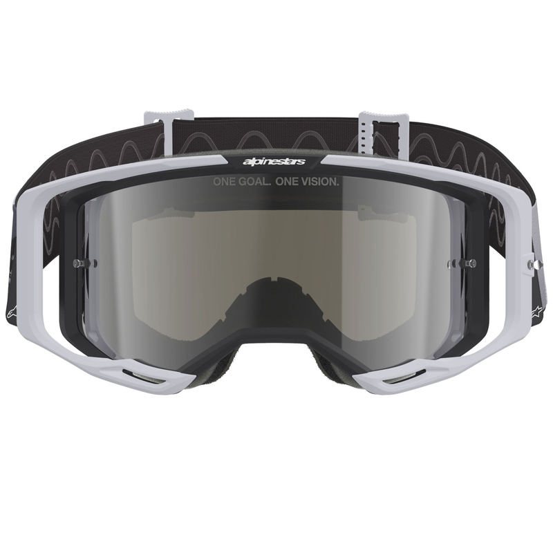 Alpinestars Supertech Vision 8 Lahnd motocross lasit valkoinen ja musta peilattu hopea linssi