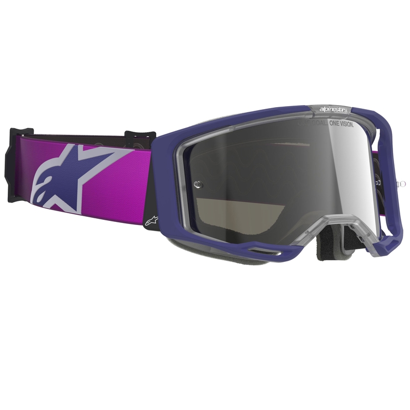 Alpinestars Vision 8 Corp motocross-lasit violetti-musta peilikuvioitu hopea linssi