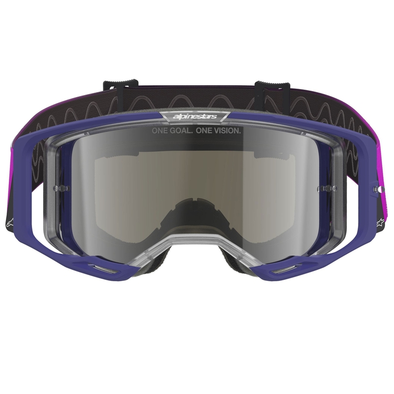 Alpinestars Vision 8 Corp motocross-lasit violetti-musta peilikuvioitu hopea linssi