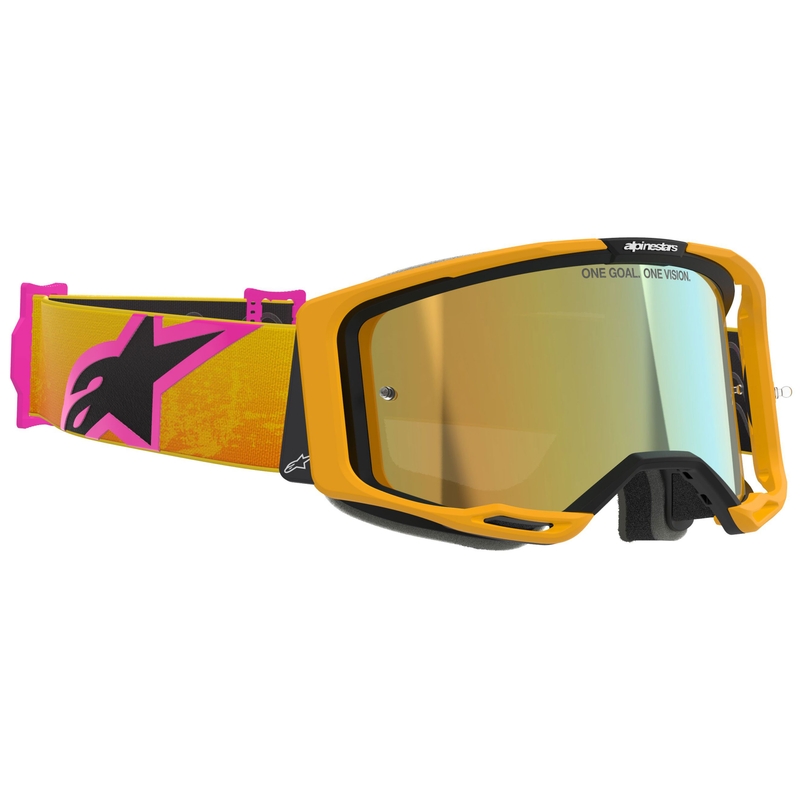 Alpinestars Vision 8 Corp motocrosslasit oranssi-kelta-vaaleanpunaiset, peilattu kultainen linssi