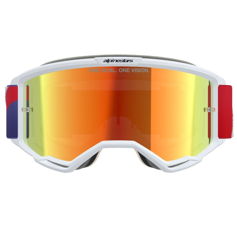 Alpinestars Vision 5 Corp motocrosslasit valkoinen-sininen-punainen peilattu punainen linssi