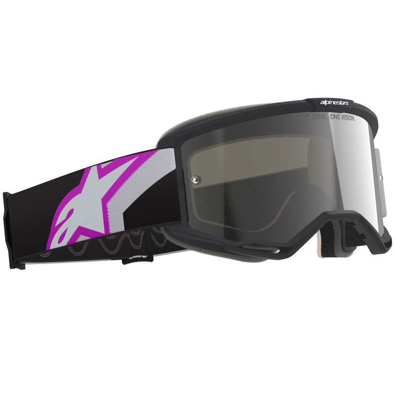 Alpinestars Vision 5 Corp Motocross-silmälasit musta-harmaa-violetti-valkoinen peilattu hopea linssi