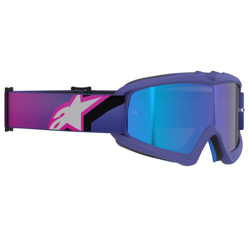 Alpinestars Vision Youth Corp lasten motocrosslasit violetti-fluoripinkki, peilattu sininen linssi