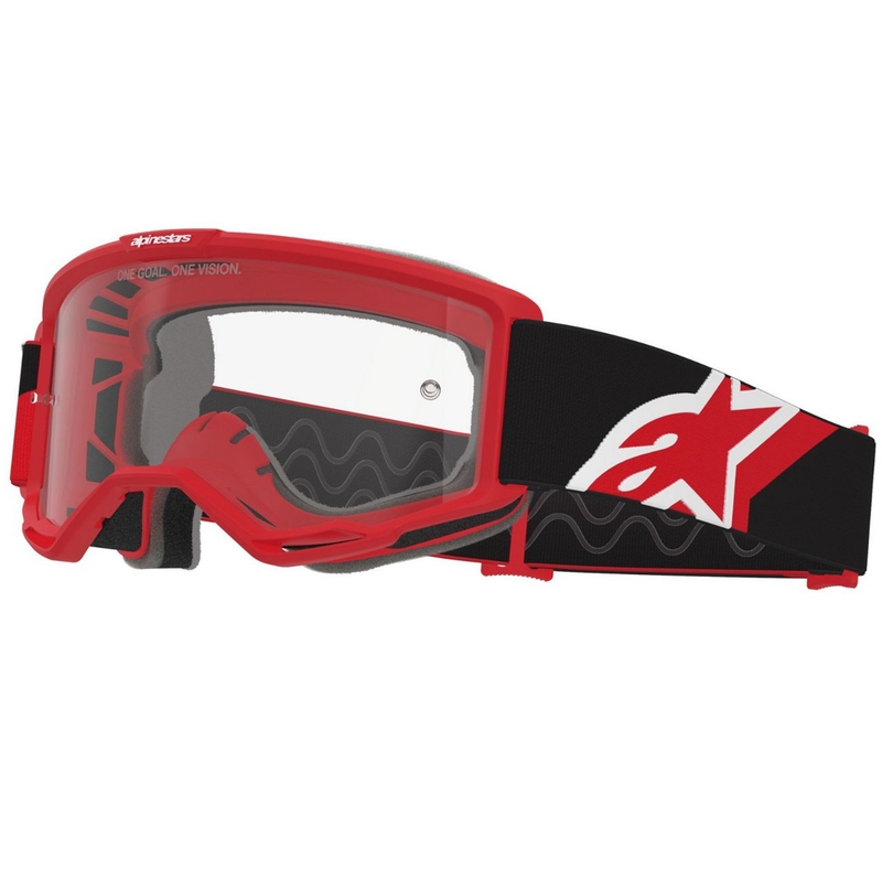 Alpinestars Vision OTG motocrosslasit punainen-musta-valkoinen kirkkaalla linssillä