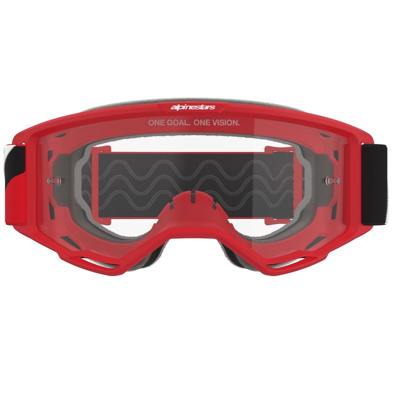 Alpinestars Vision OTG motocrosslasit punainen-musta-valkoinen kirkkaalla linssillä