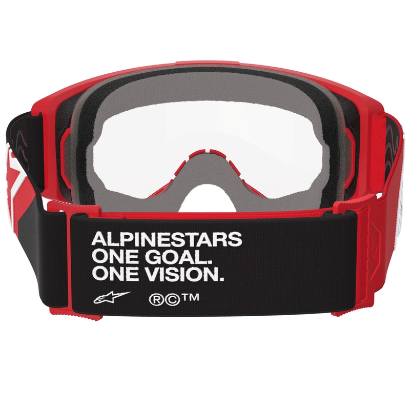 Alpinestars Vision OTG motocrosslasit punainen-musta-valkoinen kirkkaalla linssillä