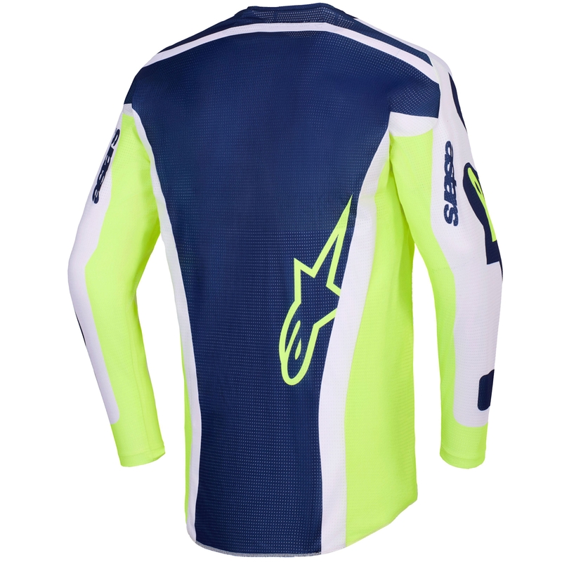 Alpinestars Racer Air Riway motocross trikoo vaaleanharmaa-fluokokeltainen-sininen