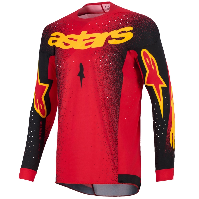 Alpinestars Supertech Scenz Motocross Jersey punainen, musta ja keltainen