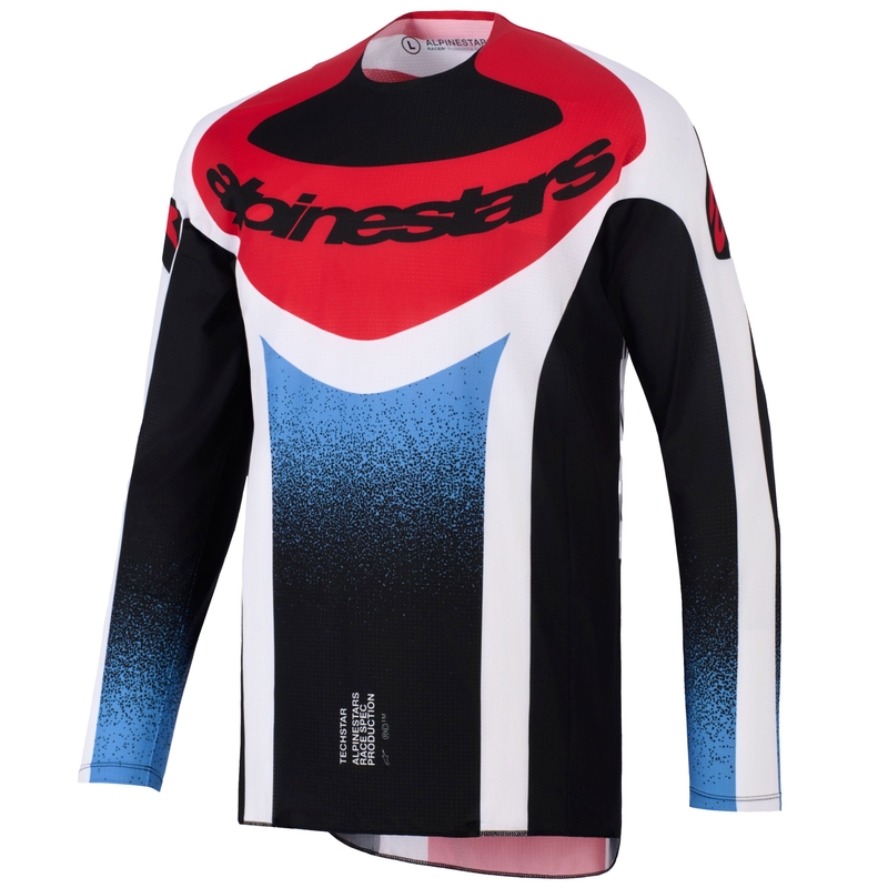 Alpinestars Techstar Knif motocross paita musta-valkoinen-sininen-punainen