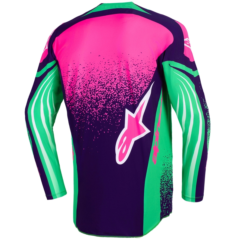 Alpinestars Techstar Nomur motocross trikoo tumma violetti-vihreä-fluo-vaaleanpunainen