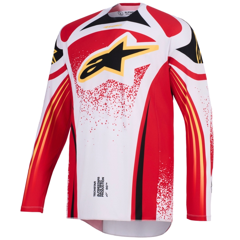Alpinestars Techstar Nomur vaalean harmaa-punainen-musta-keltainen motocross-paita