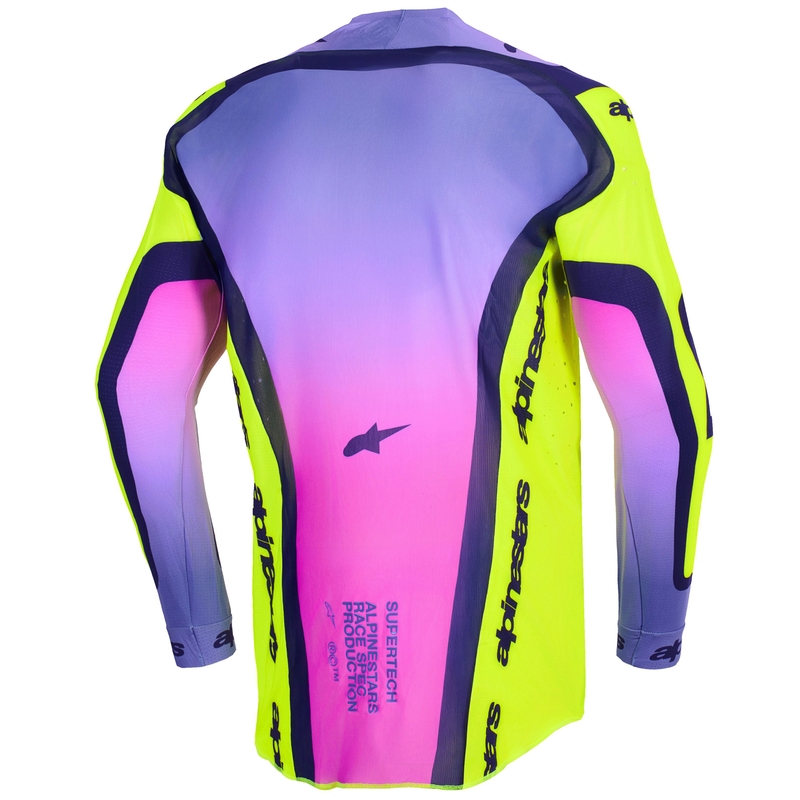 Alpinestars Supertech Vista fluo keltainen-violetti-musta motocross trikoo