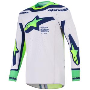 Alpinestars Supertech Vista vaaleanharmaa-fluo-kelta-vihreä-vihreä-sininen-vaaleanpunainen motocross-paita